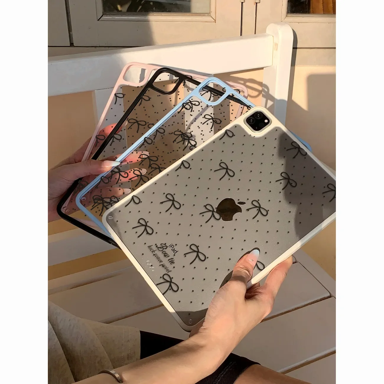 

Чехол для iPad Pro 13, 11 (M5, M4), 12.9 (A16), 10, 8, 7, 9, 10-го поколения, а также для iPad Air 11 (M2, M3), Mini, с корейским принтом в горошек и бантом в стиле Y2K