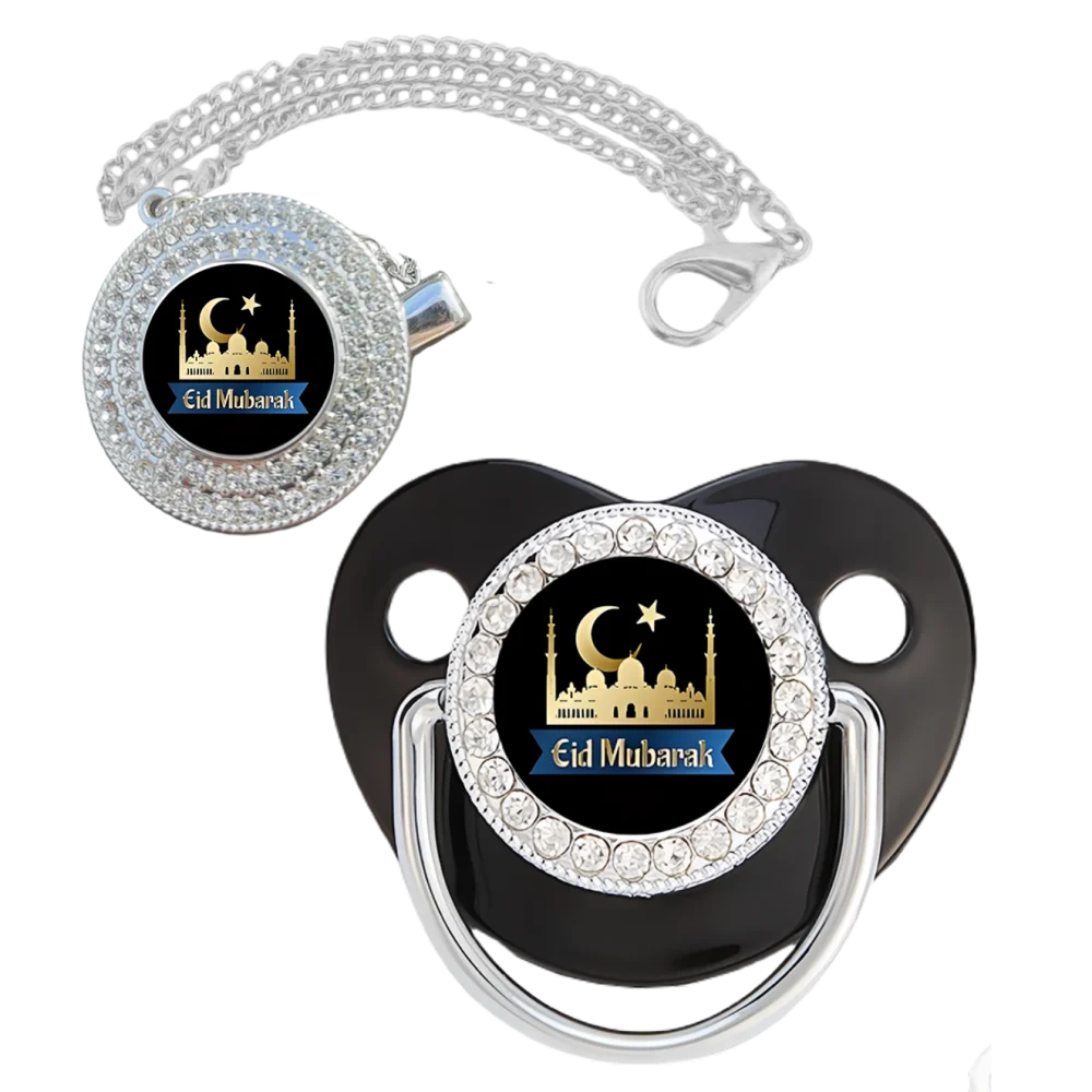 Set ciuccio di lusso per bambini musulmani per ragazzi e ragazze Ciucci con catena di zirconi scintillanti Regalo per il bagnetto del bambino senza BPA Chupeter 0-8M
