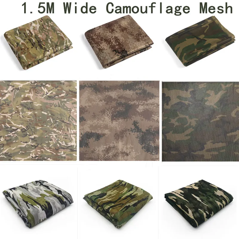 1.5M Width Simple Camouflage Net Awning Cover Mesh Fabric Cloth Shade Net Camo-net Outdoor Garden Awnings Home Decoration