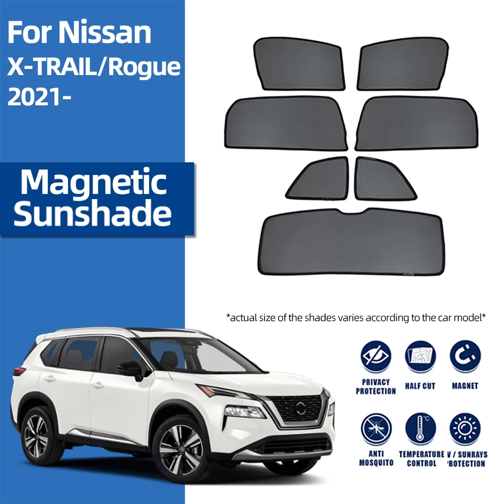 

For Nissan X-TRAIL XTRAIL T33 2022 2023 2024 Magnetic Car Sunshade Front Windshield Curtain Rear Side Baby Window Shade Visor