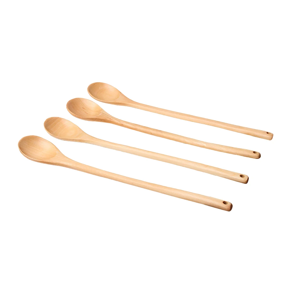 

4pcs Wooden Wooden Spoon Extra Measuring Spoons Long Kitchen Measuring Spoons Serving Utensils Bamboo Spoon