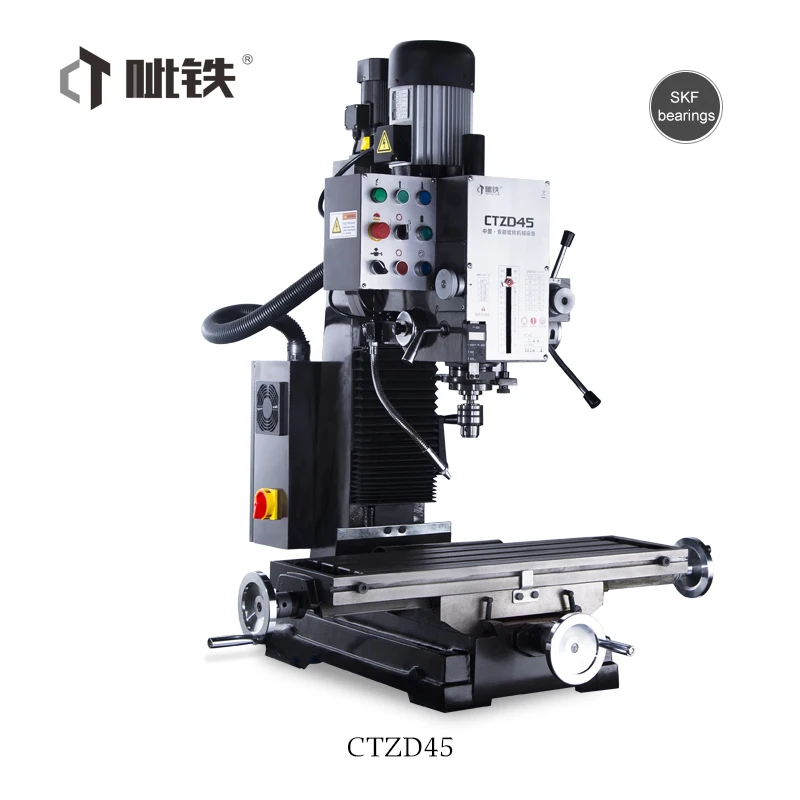 Mesin Frais Vertikal CTZ45, Mesin Bor CNC Kayu, Mesin Bubut Kombinasi Bekas, untuk Konstruksi dan Penggunaan Rumah Tangga, Termasuk Motor Inti, Bantalan, Gearbox, dan PLC