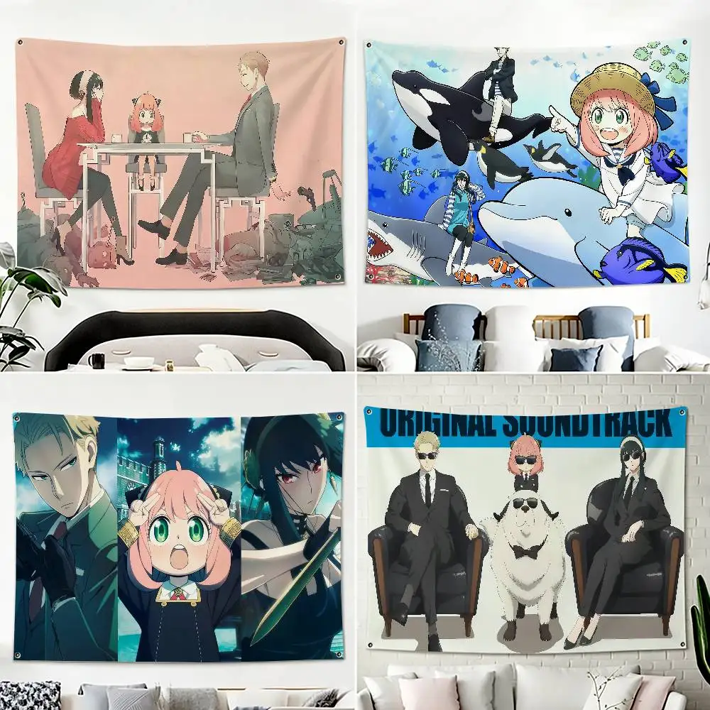Funny Anime S-Spy-Family Home Decor Horizontal Flag Banners Indoor Outdoor Hanging Decor for Bedroom Living Room Wall Decoration