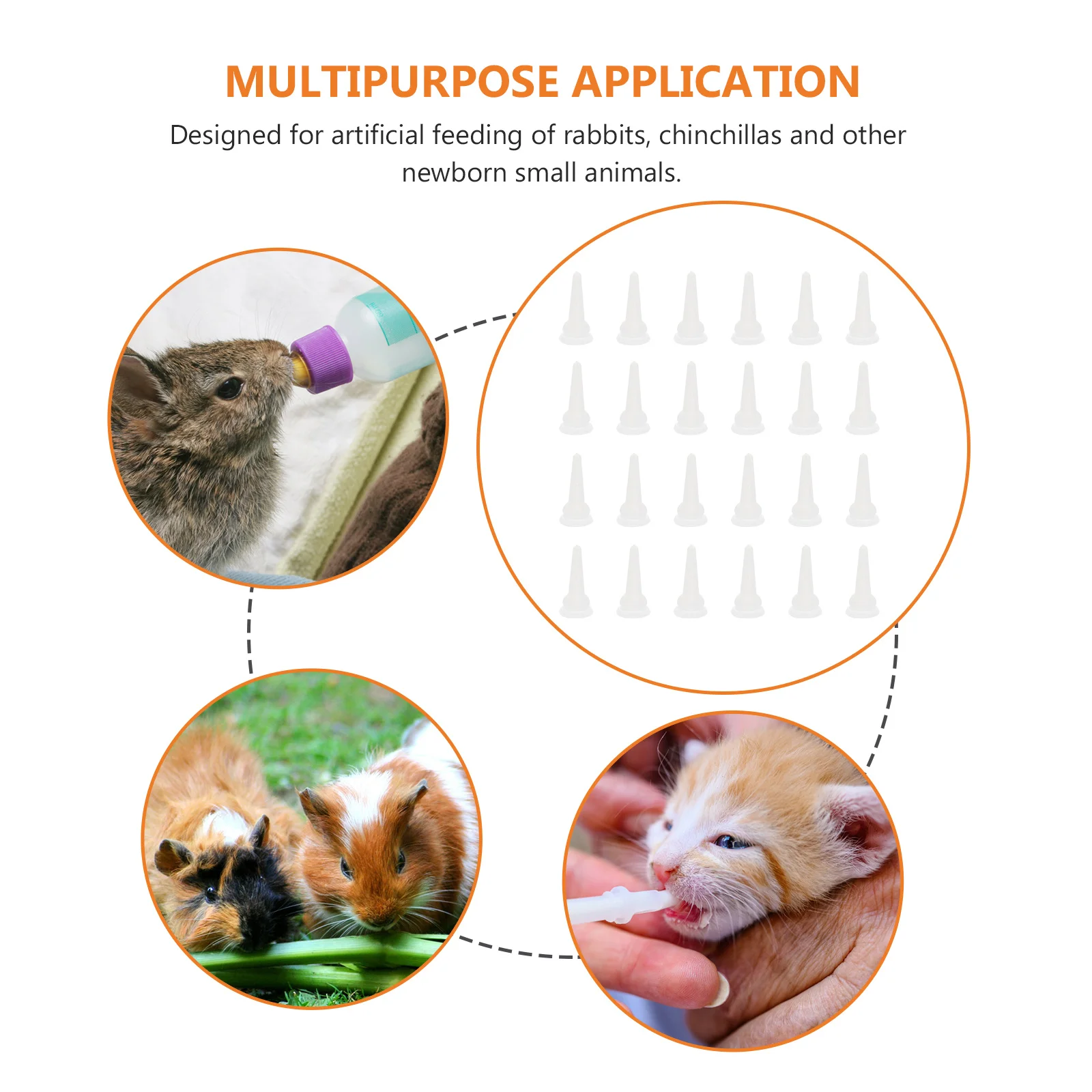 

40pcs Pet Nurser Nipples Silicone Feeding Pacifiers For Rabbit Chinchilla Newborn Animals Pet Feeding Supplies Nursing Bottle