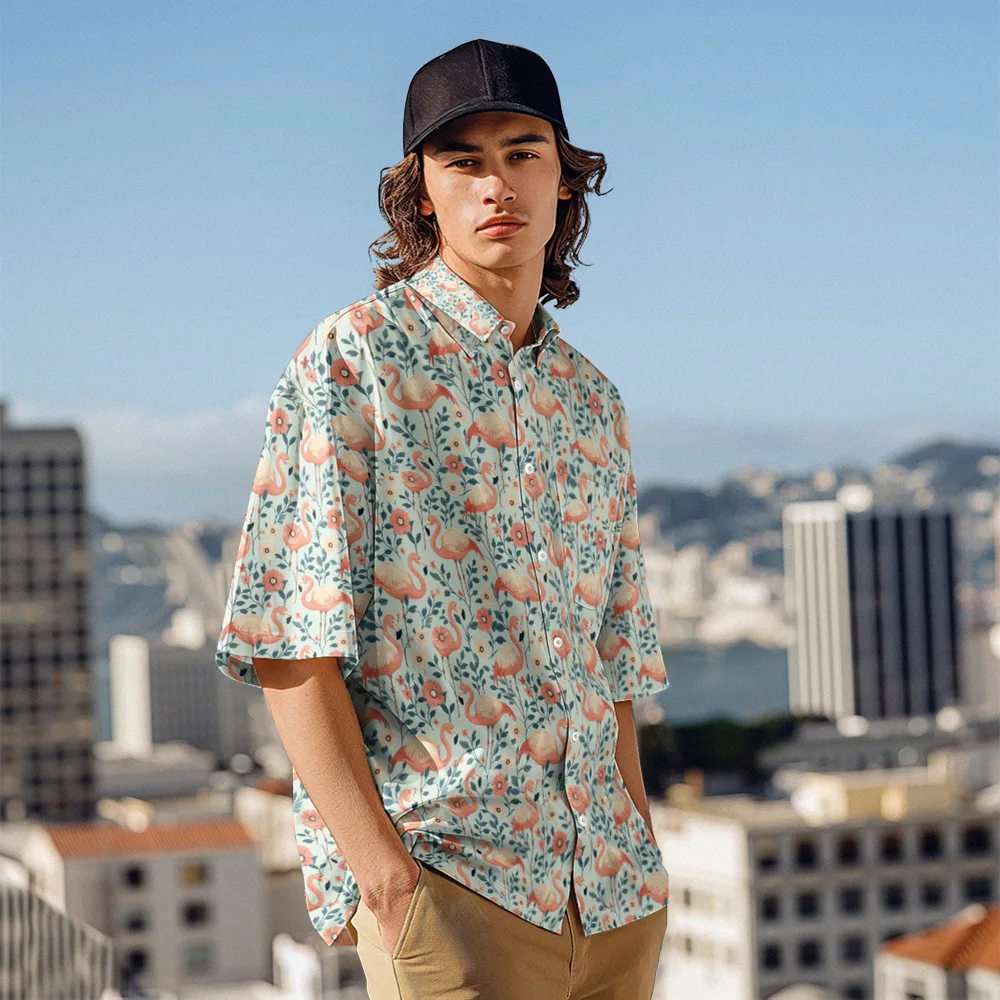 

Cross-border Foreign Trade Summer New Large-size Men's Casual Fashion 3D Digital Printing Short-sleeve Shirt