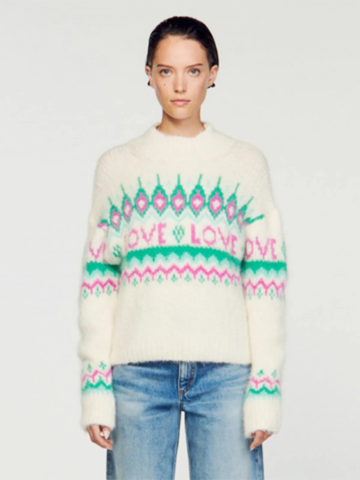 

Женский вязаный свитер MaSandeS с высоким воротником, молочно-белый, осенне-зимний, модный, теплый, свободного кроя, с длинными рукавами