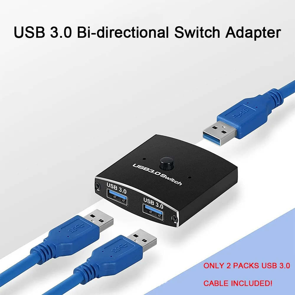 2 In 1 Out USB 3.0 Two-Way Switch Selector KM Switcher Sharing Hub For 2 PC Laptop Share Printer U Disk Scanner Keyboard Mouse