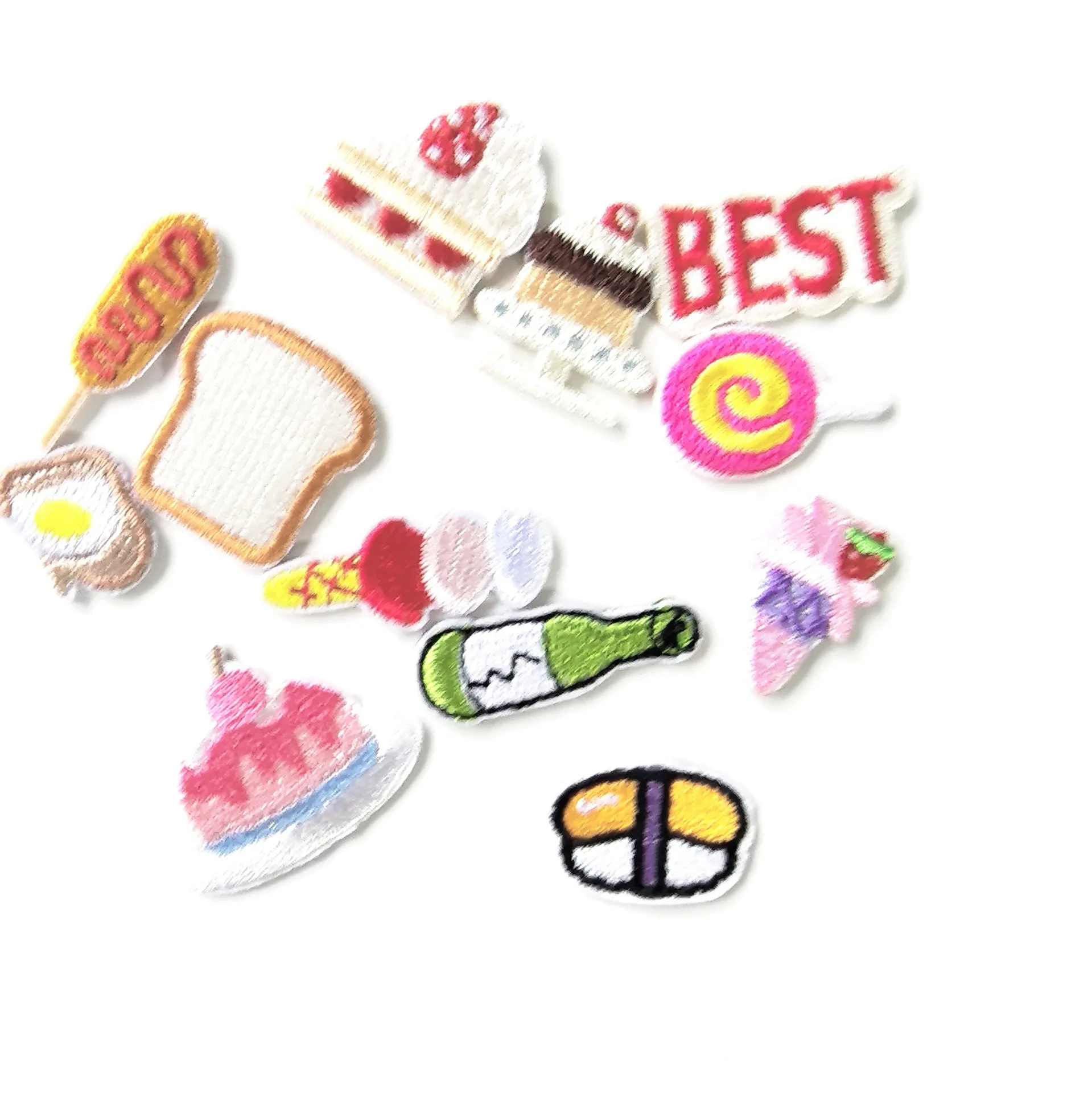 Kawaii Korean Style Mini Food Dessert Embroidery Iron on Patches on Clothes Cake Bread Ice Cream Lollipop Clorhing Sticker Badge