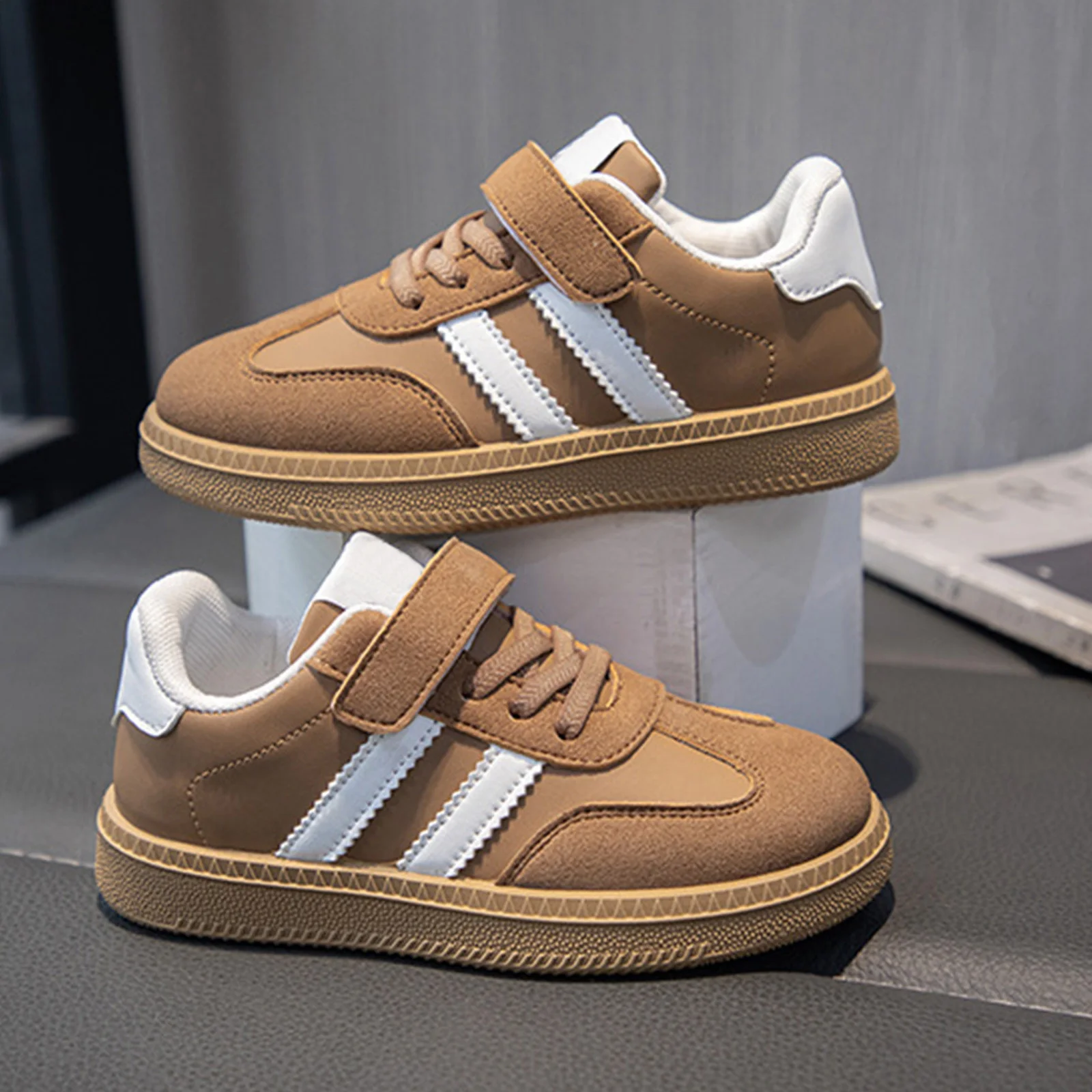 

Kid's Sneakers PU Leather Waterproof Boy's Girl's Tennis Shoes Trend Fashion Soft-soled Teenager Children Sport Shoes