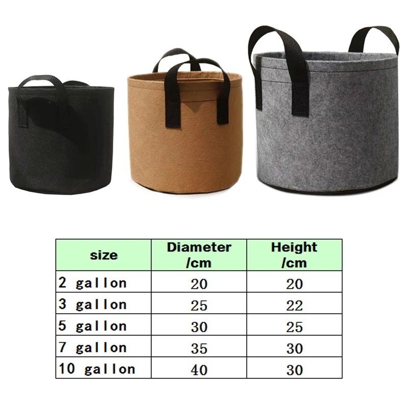 2/3/5/7/10 Gallon Garden Plant  Grow Bags Vegetable Flower Pot Planter DIY Potato Garden Pot Plant Growing bag tools