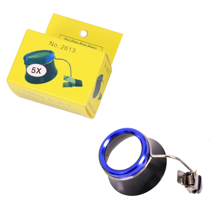 أداة إصلاح الساعة، مع عدسة مكبرة بمشبك يمكن قصها على النظارات، عدسة مكبرة زجاجية بوصة