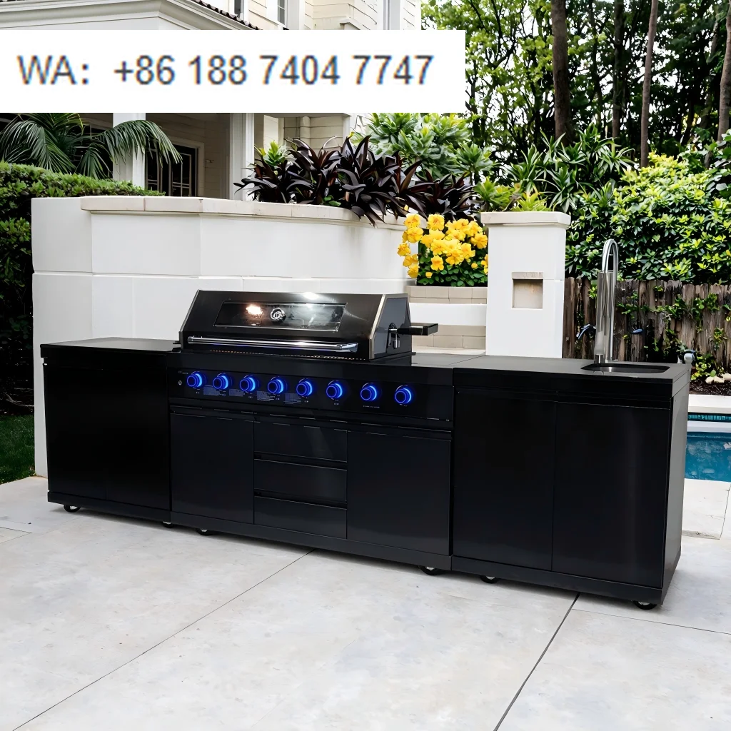 DEYAO DY-611A-B2 7 Days Delivery Stainless Steel BBQ Island Black Titanium Finish CE/LFGB Certified Complete Backyard Sink