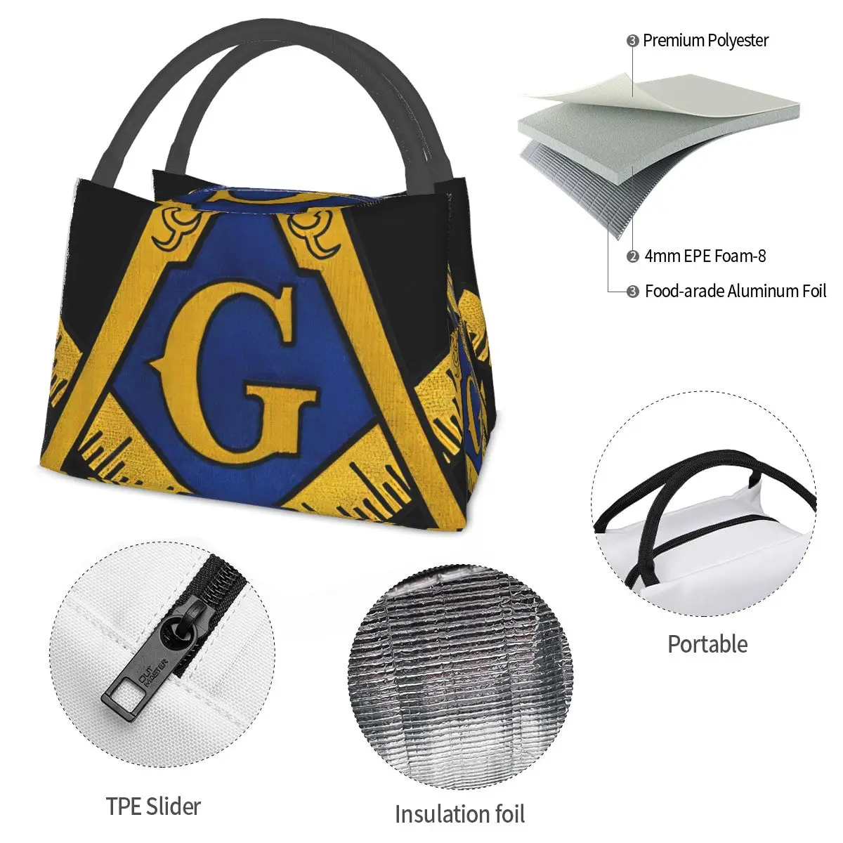 Freemasonry Portable insulation bag for Cooler Food Office Pinic Container