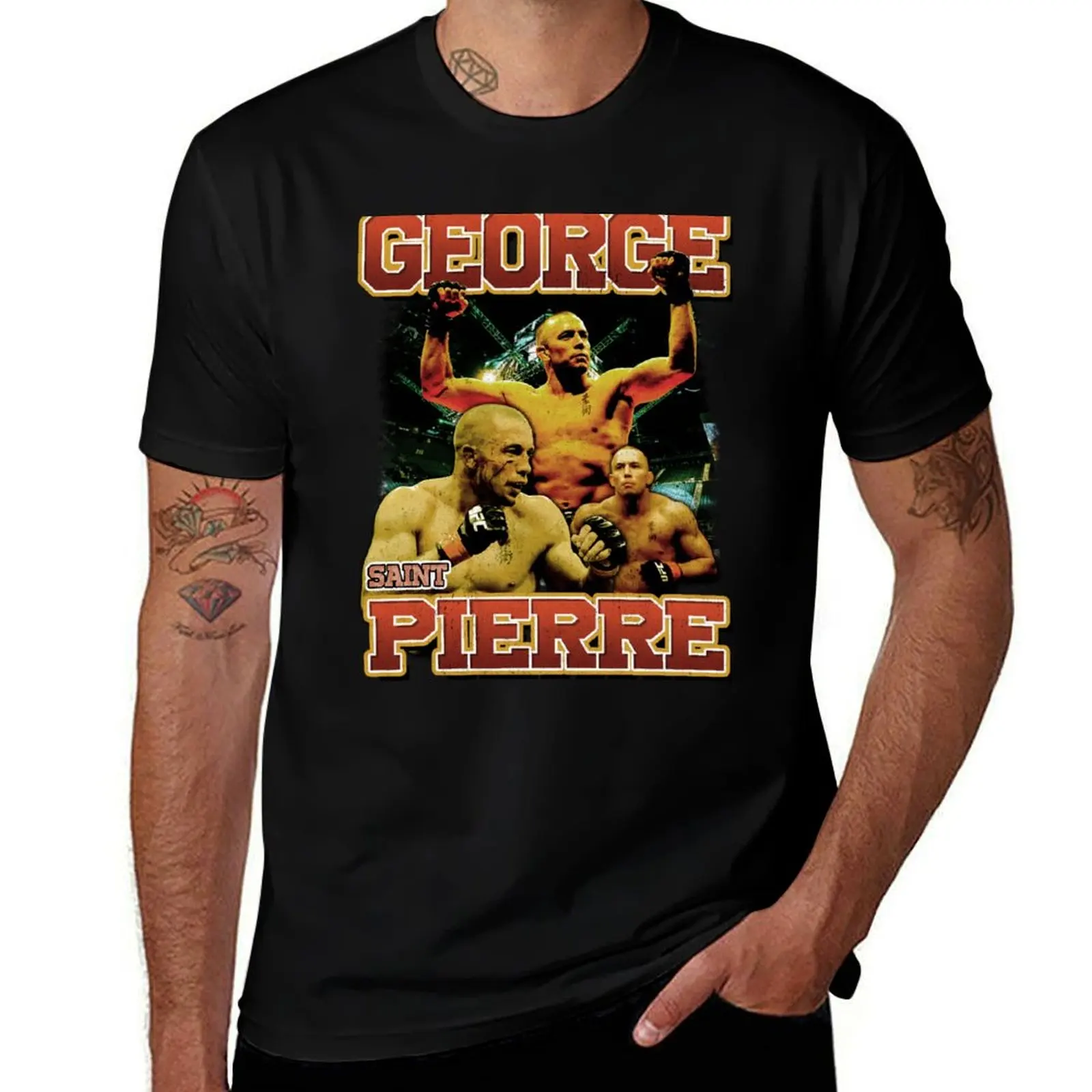 

George Saint Pierre GSP T-Shirt anime shirt blue archive customs valentines clothes T-shirts for men cotton