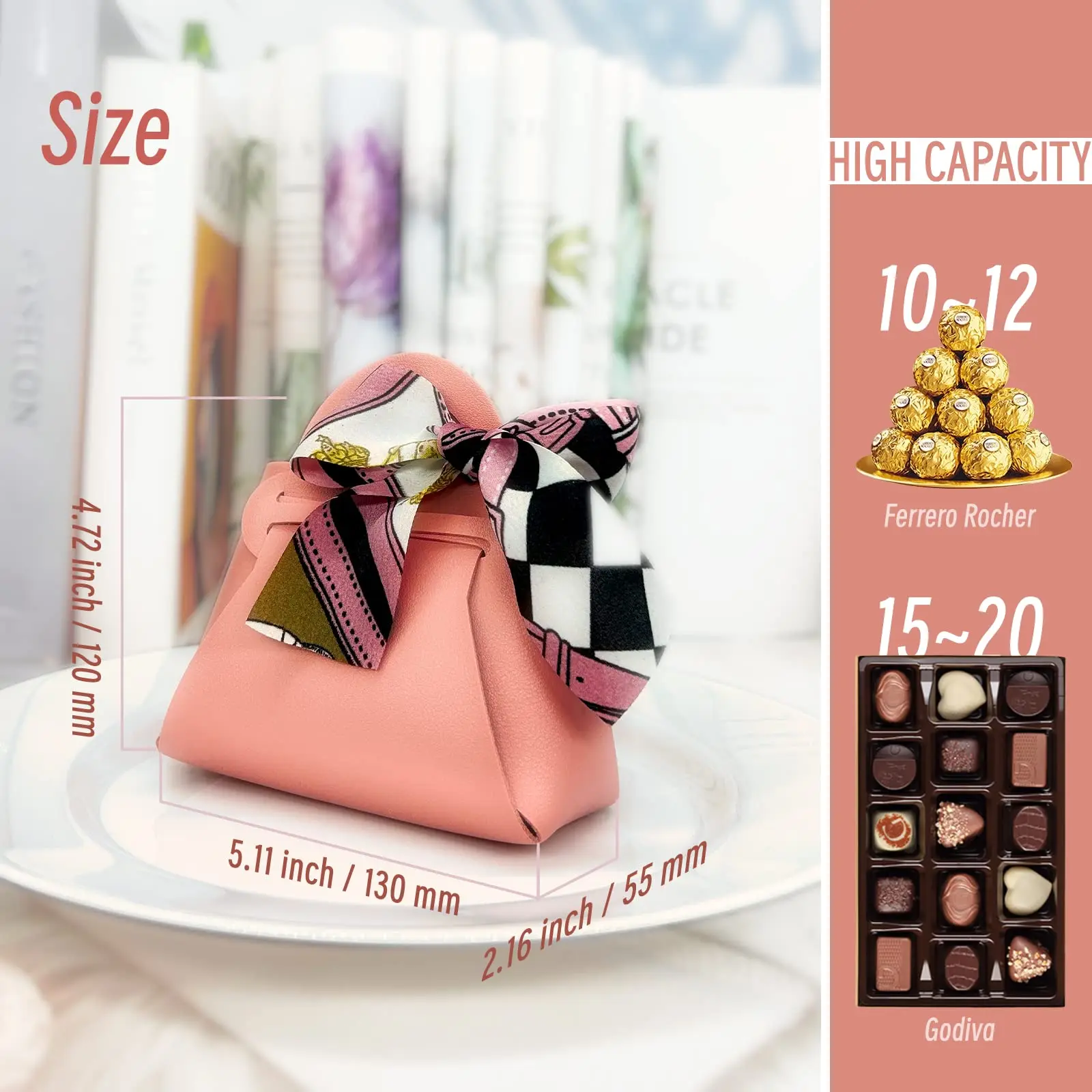 6 قطع من حقيبة هدايا حلوى الزفاف الجلدية، يمكن إعادة استخدامها للحفلات في عيد الميلاد والهالوين وعيد الميلاد وصيفة العروس #2