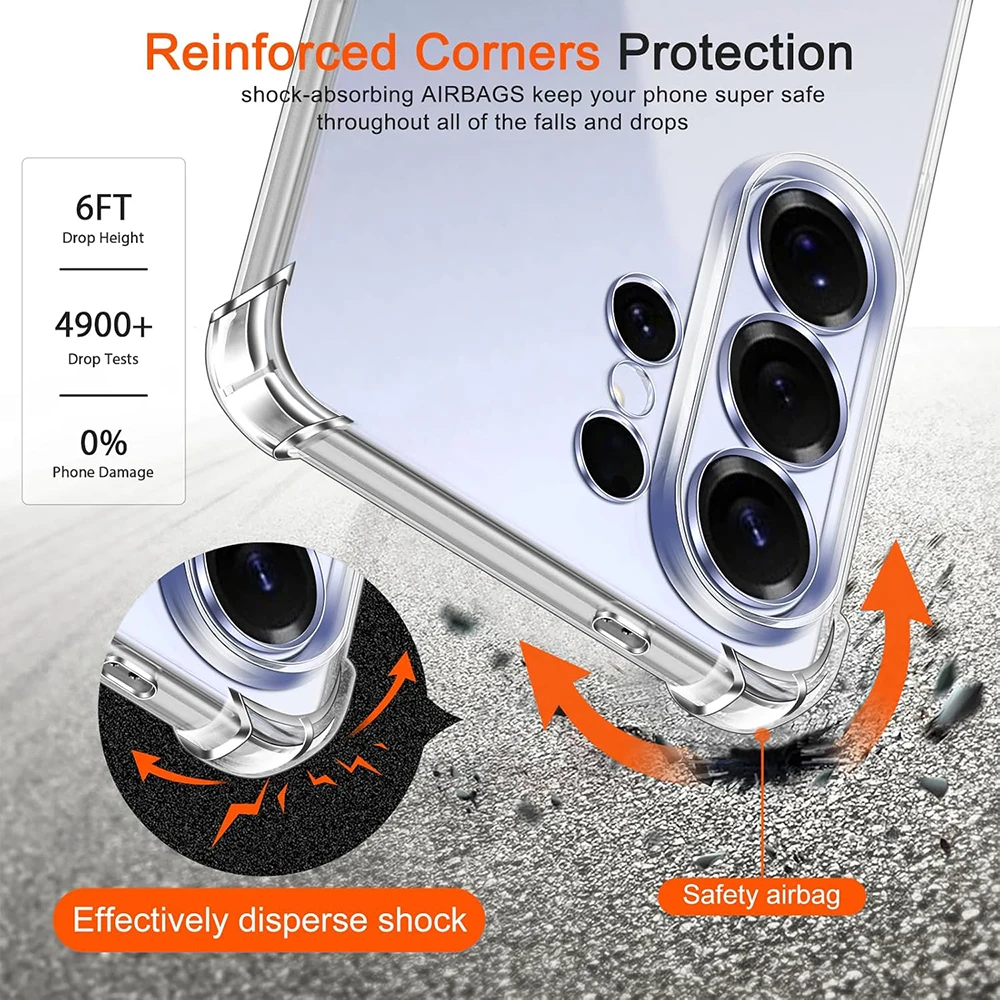 Luxury Transparent Case For Samsung Galaxy S26 S25 S24 S23 S22 Ultra Plus FE A16 Soft Bumper Lens Protector Clear Silicone Cover