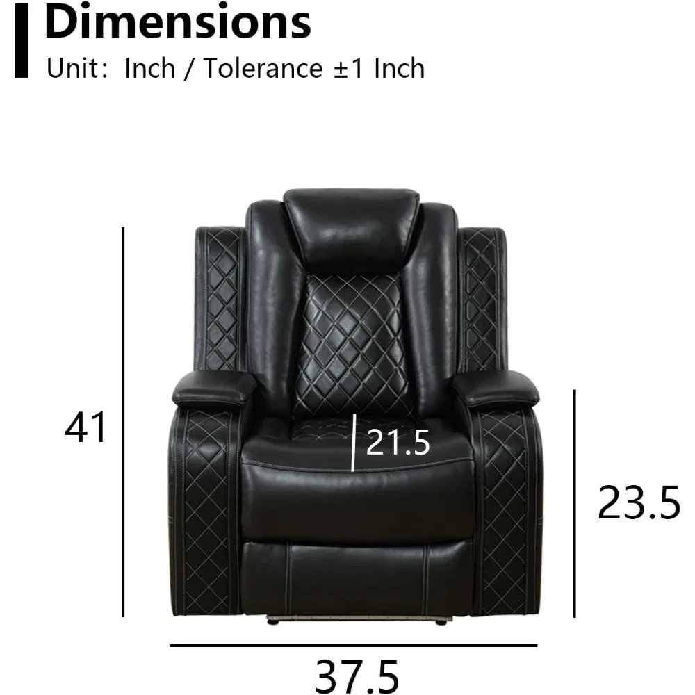 Power Reclining Chair with LED Light for Living Room Furniture，37.5