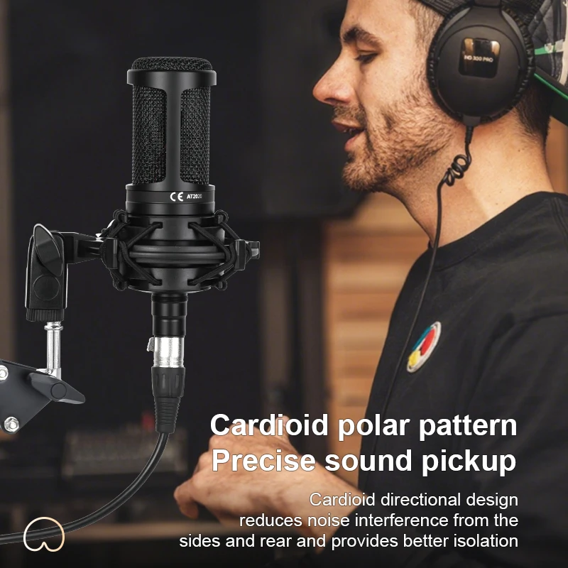 Kardioid-Kondensator-Studiomikrofon 2020 Mikrofon-Bundle mit Stoßdämpfer und XLR-Kabel für Projekt-/Heimstudio-Anwendungen