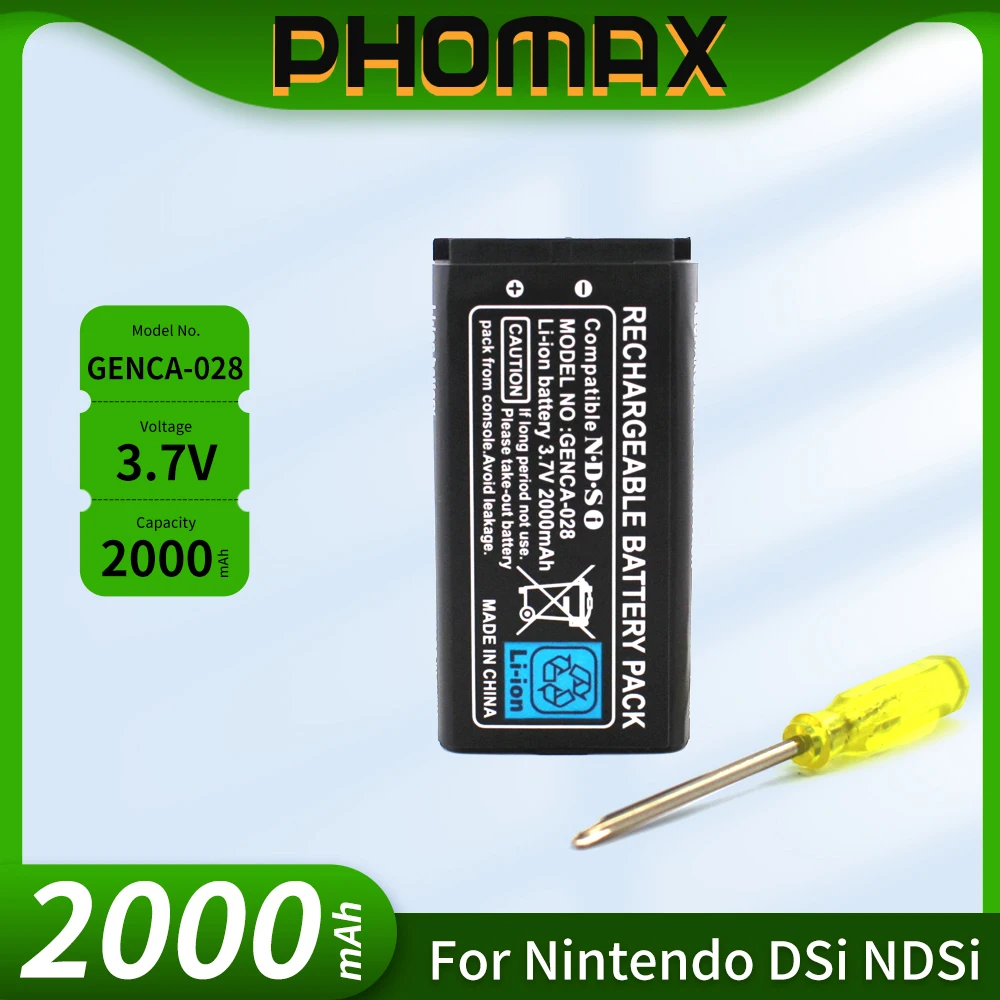 PHOMAX 3.7V 2000mAh Rechargeable Lithium-ion Battery + Tool Replacement Batteries Pack for Nintendo DSi NDSi