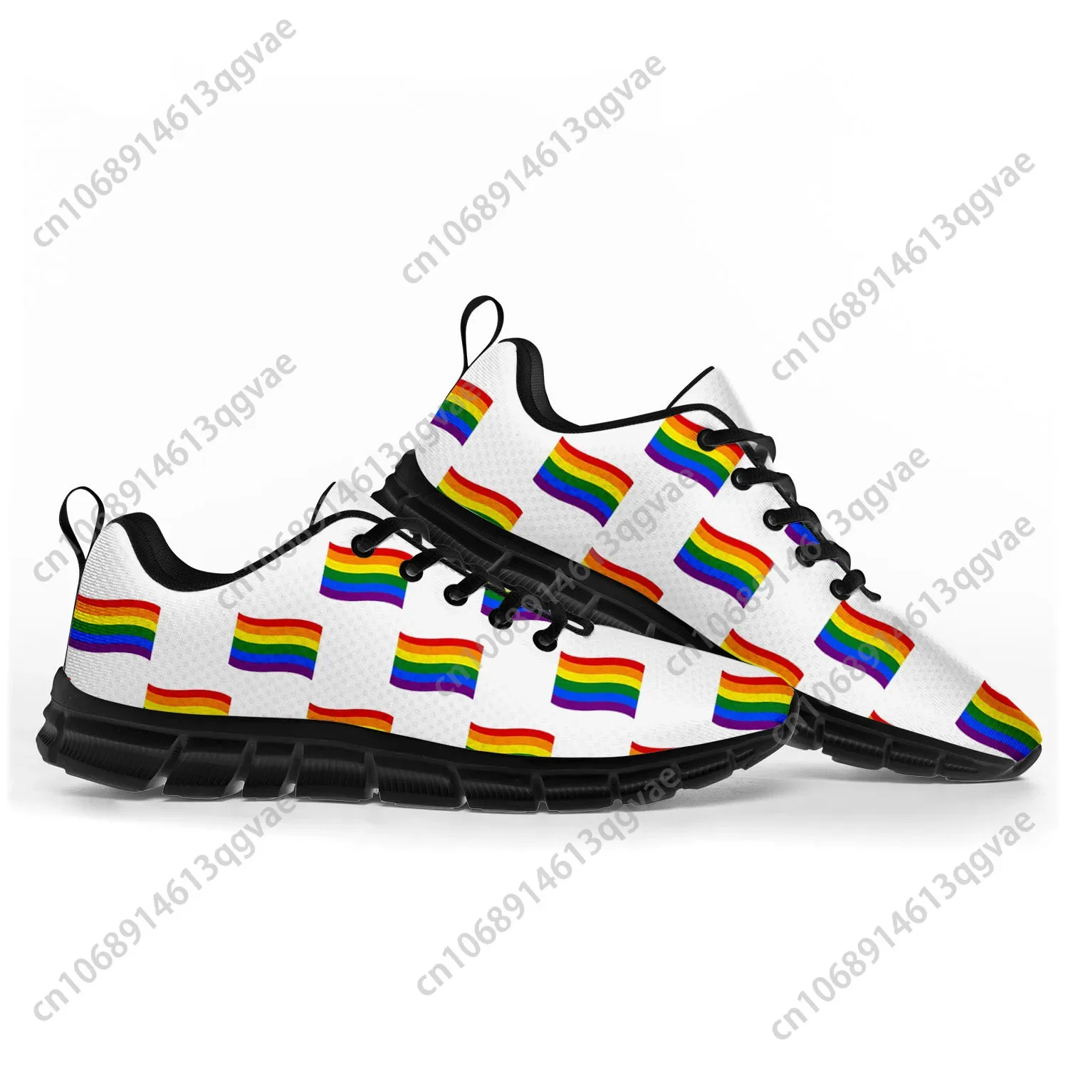 Rainbow Flag Pattern Pop Sports Shoes Mens Womens Teenager Kids Children Sneakers Casual Custom High Quality Couple Shoes Black