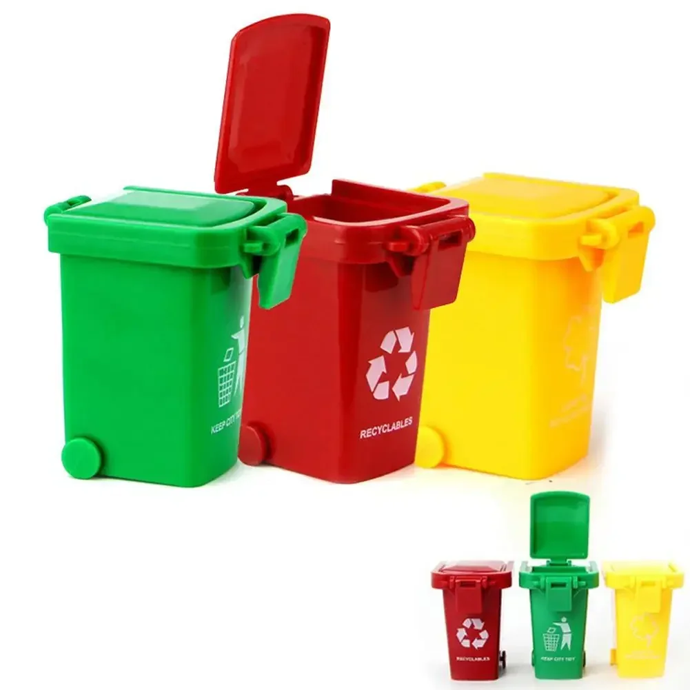 3 pièces/ensemble couleur vive enfants pousser jouet véhicules en plastique camion poubelle poubelles