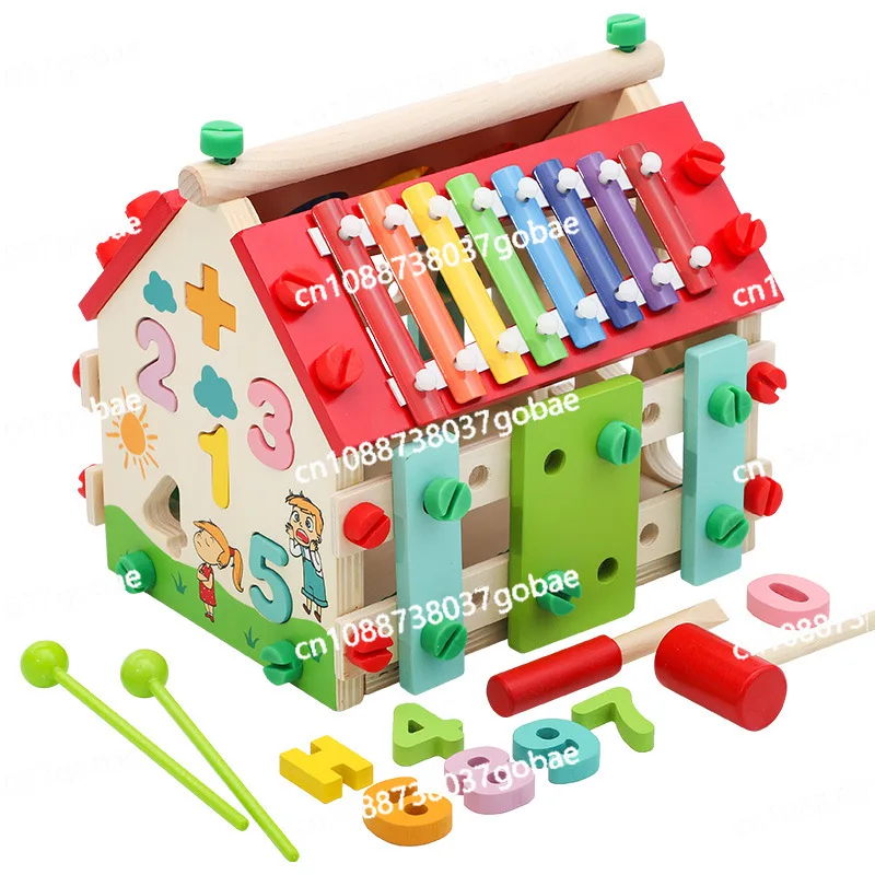 Wooden Children's Multi-functional Knocking Ball Smart House Children's Shape