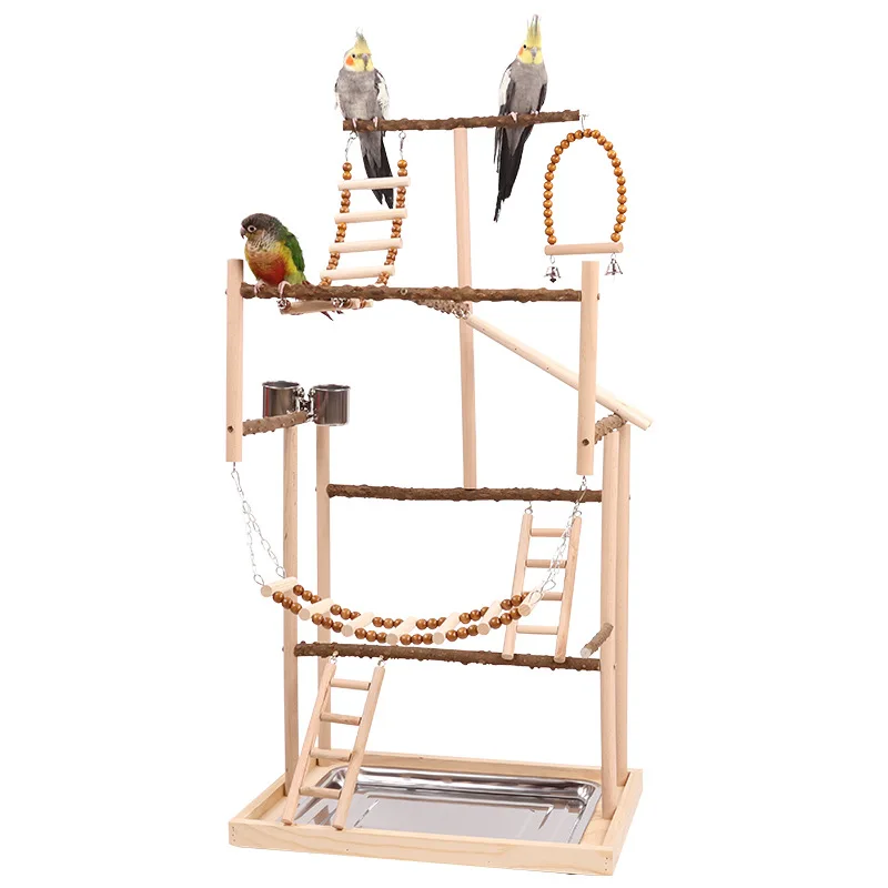 

Parrot Large Play Stand Parrot Toy Training Station Playground Stand Climbing Ladder Swing Bird Toys Pet Interactive Toy
