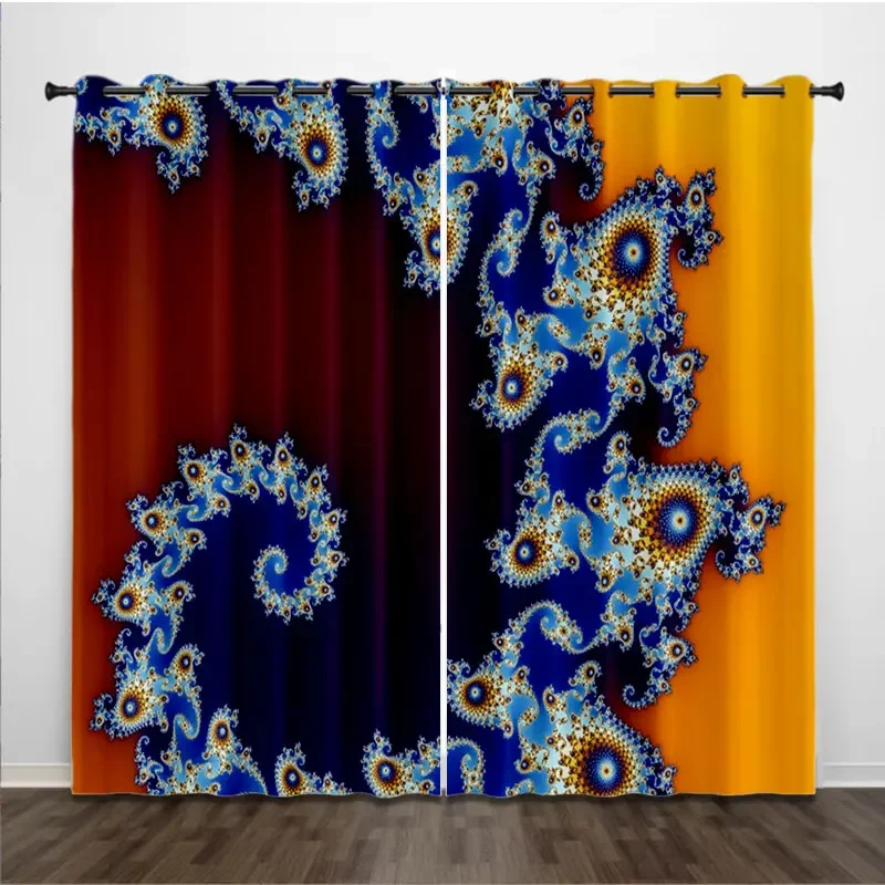 Abstract Mosaic Graphic Geometric Pattern 3D Digital Printing Bedroom Living Room Window Curtains 2 Panels  K01