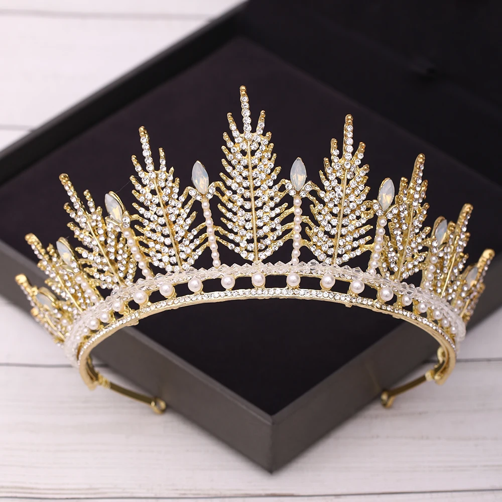 Bridal Crown Golden Wedding Hair Accessories Crystal Rhinestone Bride Wedding Tiaras and Crowns Headpiece Diadema Hair Ornament image 4