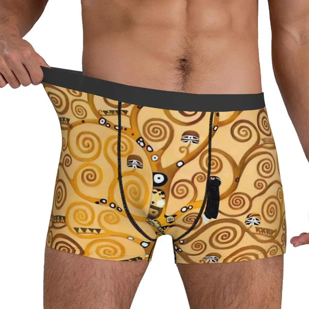 Gustav Klimt Art Underwear Tree Of Lifes Man Underpants Sublimation Breathable Boxershorts Hot Boxer Brief Plus Size 2XL