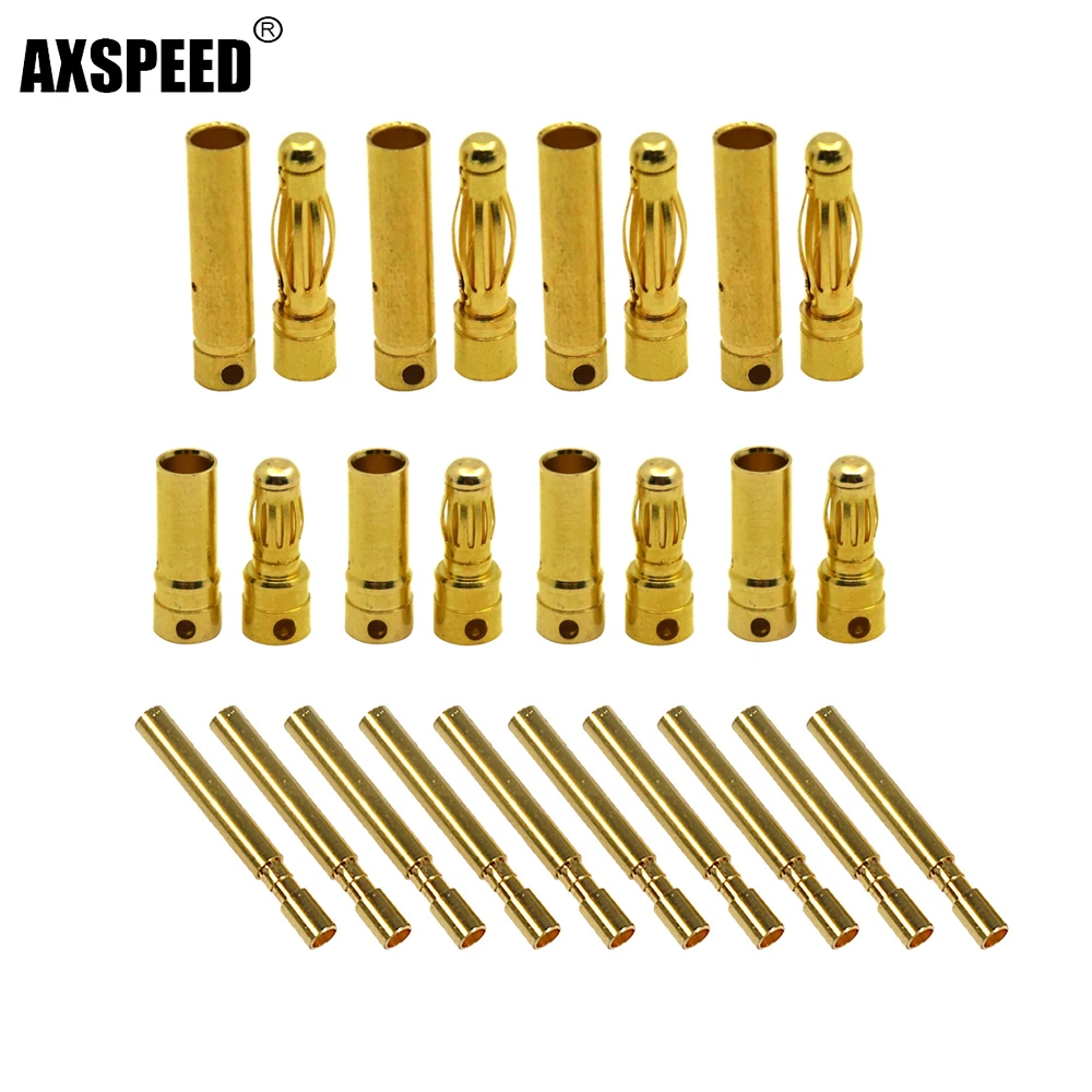 

AXSPEED 1 pair/5 pair/10 pair 2mm 3.5mm 4mm Bullet Banana Plug Male Female Connector Kits for ESC Lipo RC battery Parts