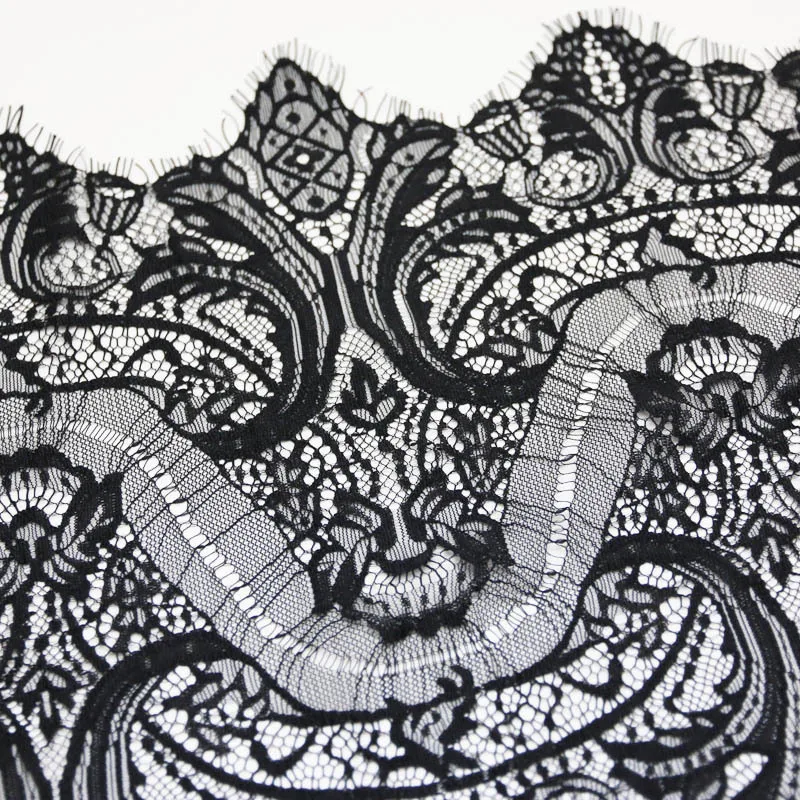 (3 meters/lot) 300mm White Black Eyelash Lace Fabric Voile Lace Trim Embroidered Wedding Manual Dress Fabric Diy Ribbon