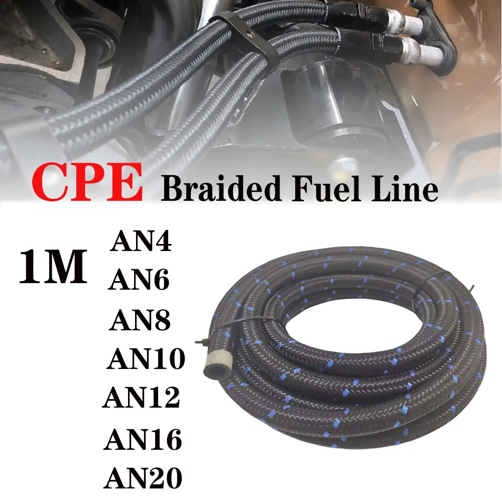 

1M AN4~AN20 black blue fuel hose, oil and gas cooler hose, pipeline pipe, nylon stainless steel braided, CPE rubber inside