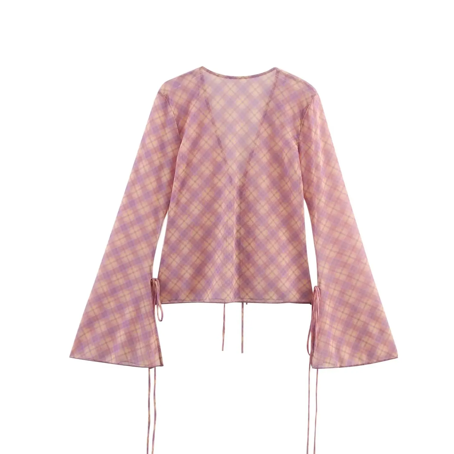 Willshela Frauen Mode Plaid Mesh Stoff 2 Stück Sets V-ausschnitt Hemd und Midi Rock Weibliche Chic Mujer Tops Bluse Koordinaten