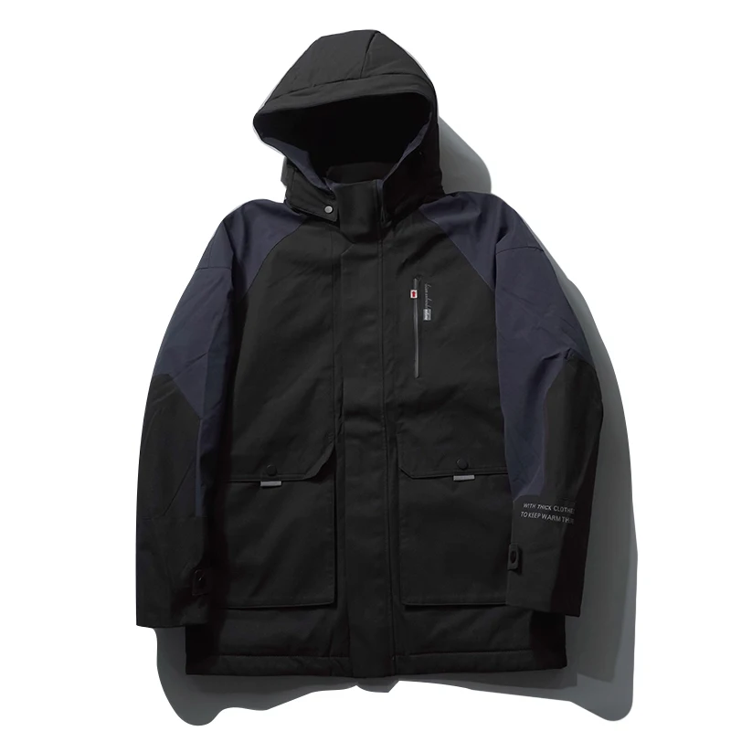 

Men's Quilted Jaet Winter Outdoor Casual Multi-ket Anti-Wind Durable Youth Faion Hooded down Coat Regular Fit Zipper C...