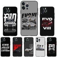 Cool Black EVO X Refit Car Phone Case For iPhone 16,15,14,13,12,11,Plus,Pro Max,XS,X,XR,SE,Mini,8,7 Soft Silicone Black Cover