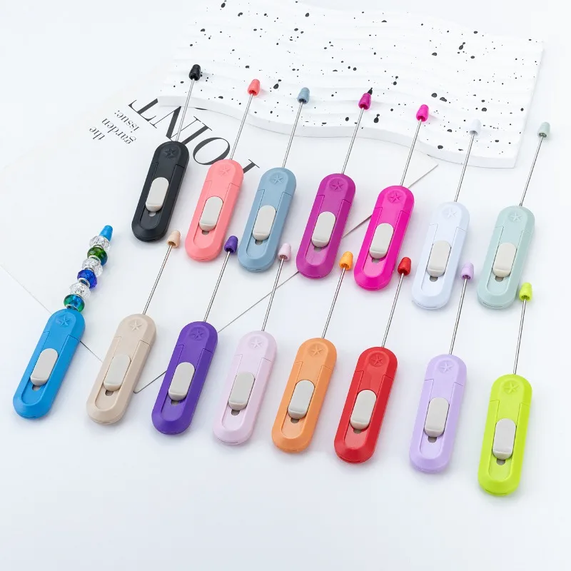 10pcs DIY Multicolor Beaded Utility Knife Convenient and Strong Unpacking Express Knife Beaded Hand Paper Cutter Tool Knife.