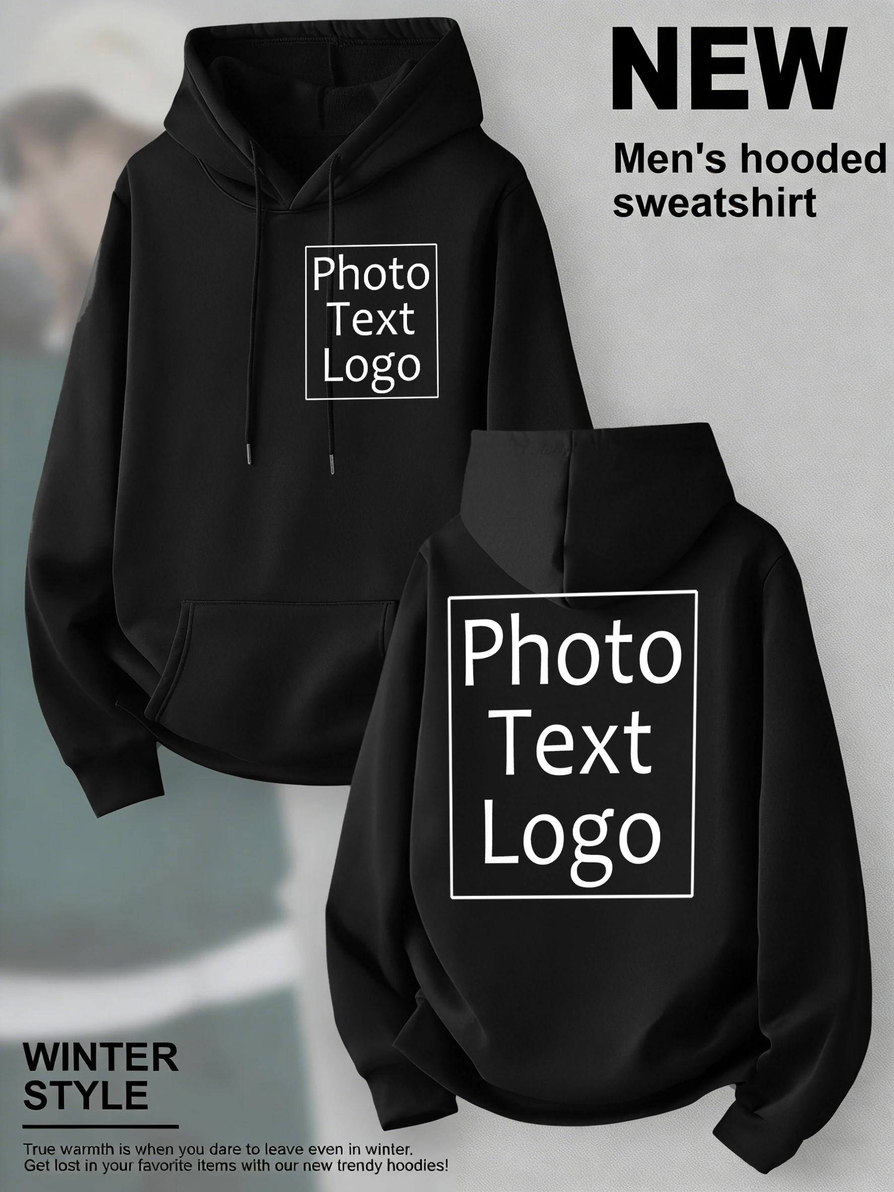 Personalisierter, individuell gestalteter Herbst-Freizeit-Sport-Hoodie für Herren, Fleece-Team-Basic-Sweatshirts, Streetwear, Büro-Arbeitskleidung, kreative Kleidung