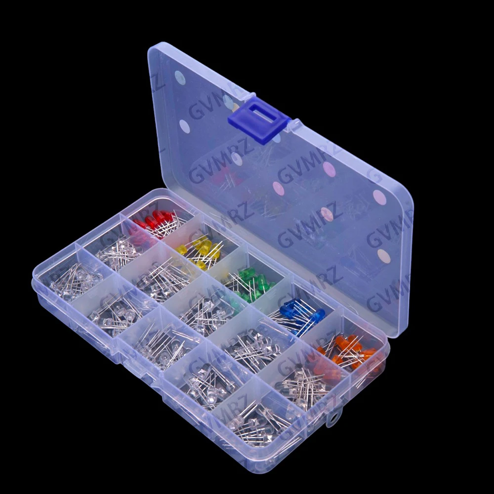 15-valores-​-​-cada-caixa-de-componentes-contem-10-ou-150-leds-de-5mm-diodos-emissores-de-luz-nas-cores-vermelho-laranja-amarelo-rosa-verde-azul-branco-e-roxo