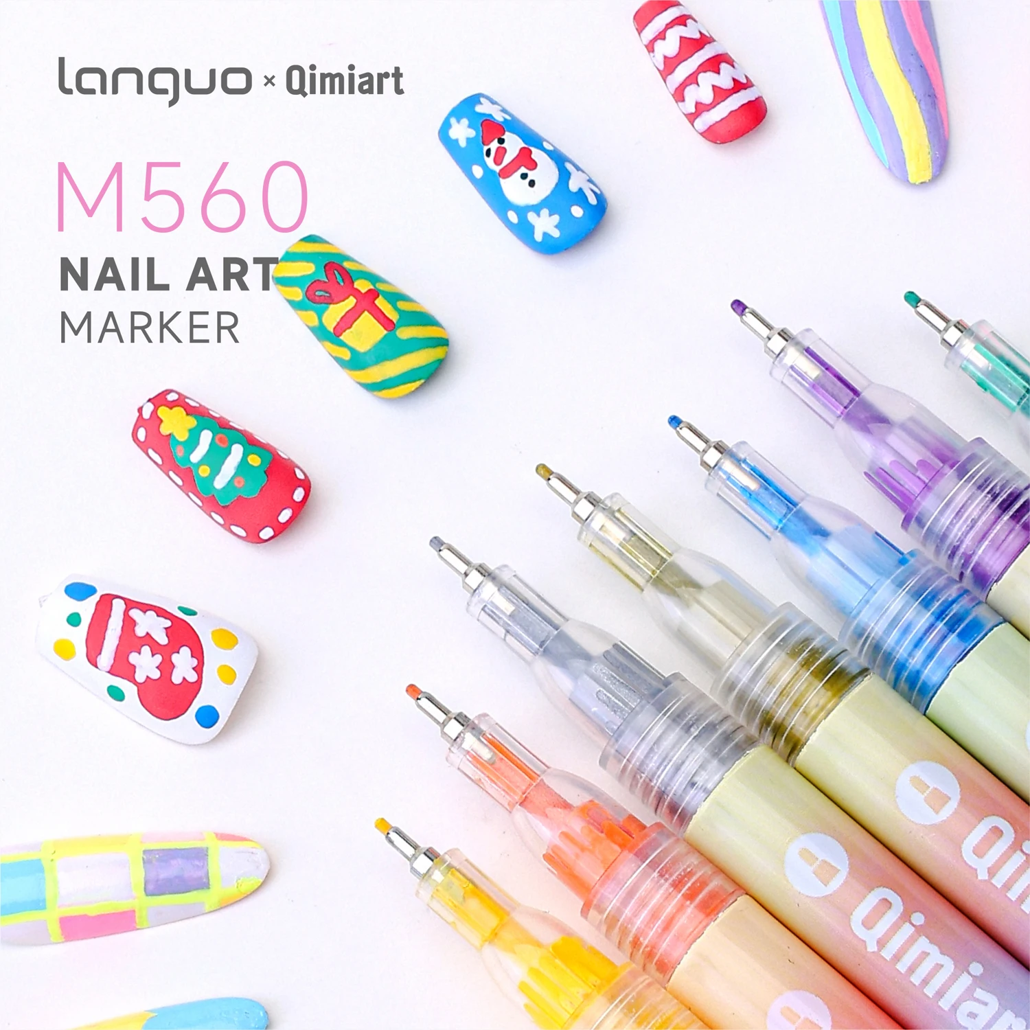 Languo 12-Color Nail Art Markers, 0.5mm Acrylic Paint Pens, Valve-Type Ink Control for Smooth Ink Flow, Quick-Drying and Highly