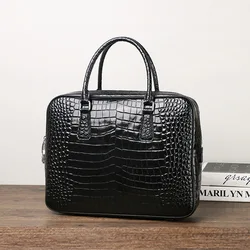 Sac d'affaires en cuir véritable motif alligator pour hommes, étui à bombes pour hommes, sac de messager pour ordinateur portable, sac d'ordinateur, nouveau, luxe, 2023