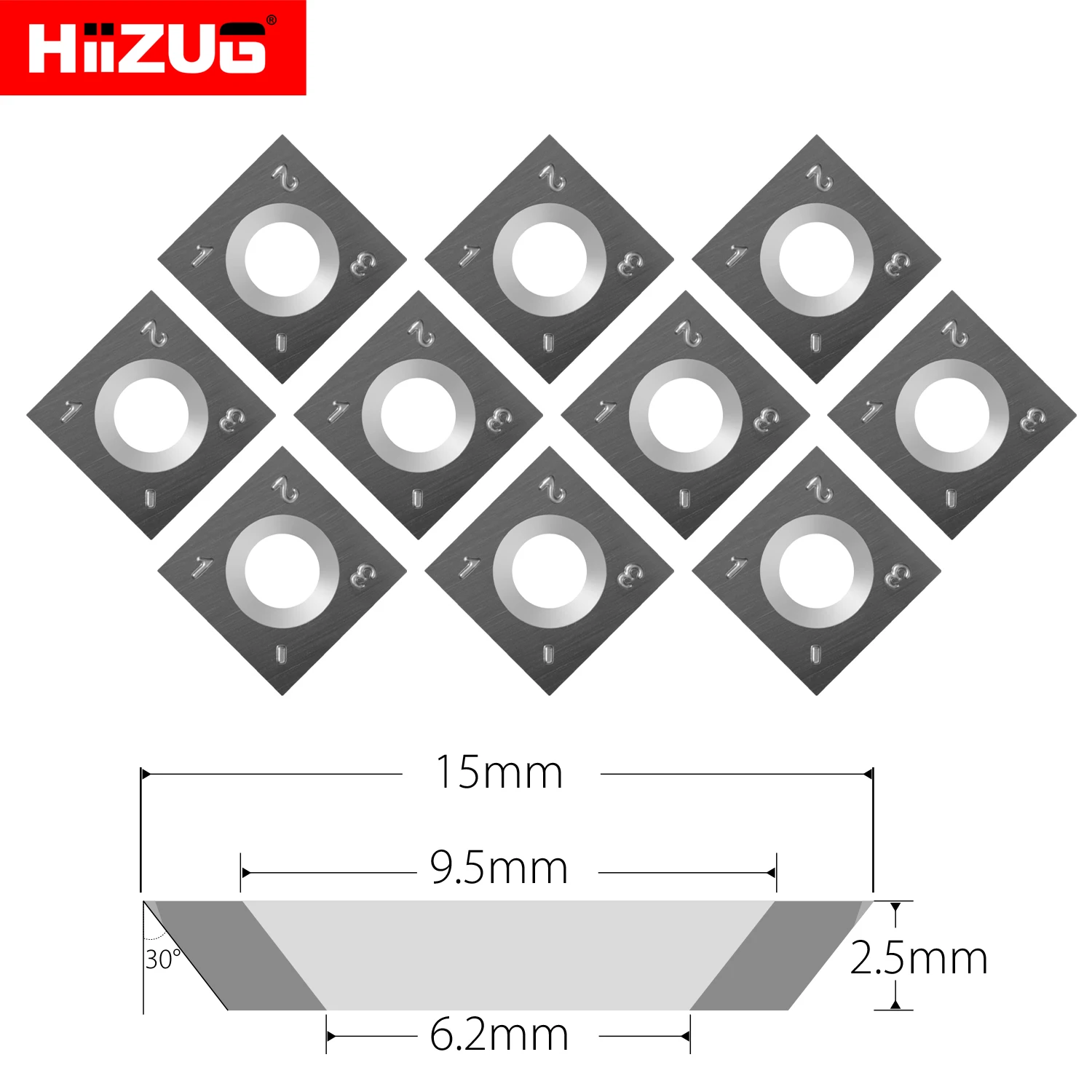 Imagem -03 - Square Carbide Inserts Cutters Cantos 05 Raio para Cabeça de Plaina Helicoidal Espiral Ferramentas de Torno de Madeira Ferramentas de Carpintaria 15 mm