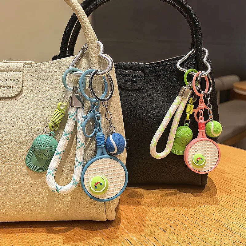 Tennis Racket Keychain Cute Tennis Ball Bag Charm Sporty Backpack Pendant High QualityFor Women Man Daily Use Fashion Accessory
