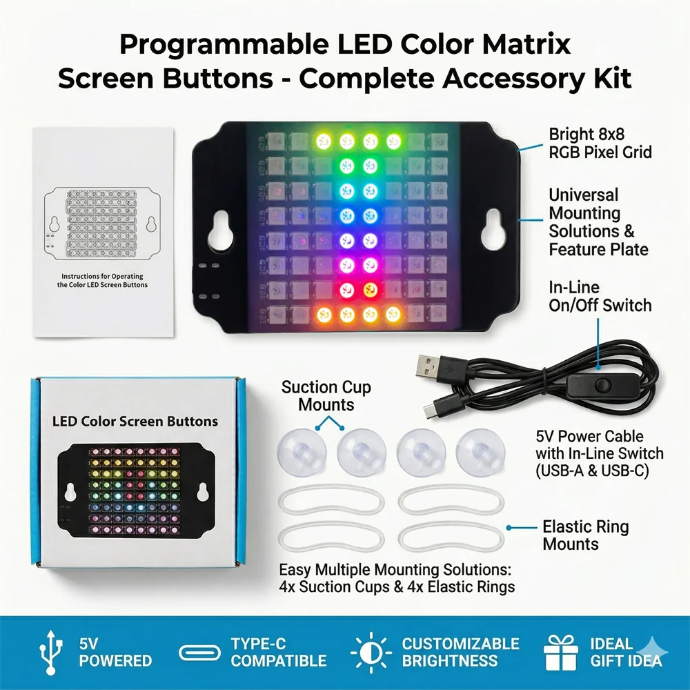 LED Rideshare Sign for Car Window Mini LED Scrolling Message Sign Programmable RGB Taxi Display Board Glowing Driver Light