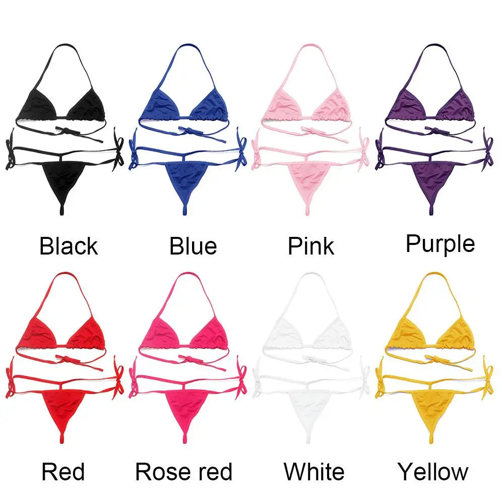Mutandine set reggiseno bralette intimo senza schienale regolabile sexy tinta unita