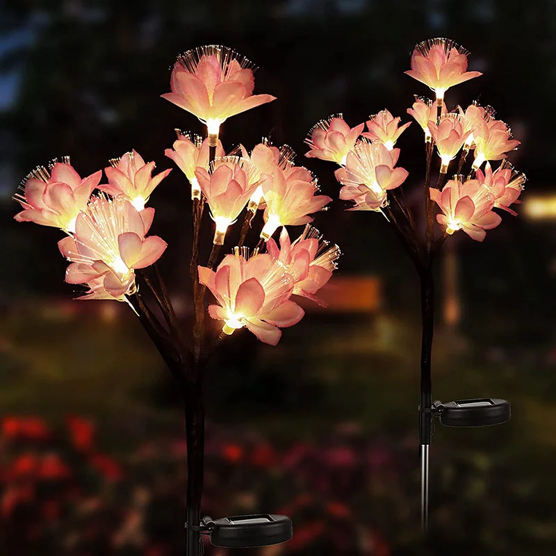 

4Pcs Garden Solar Outdoor Lights Flower Lamps Decorative Powered Waterproof Lighting Modes Twinkling Landscape Yard Outside Lawn