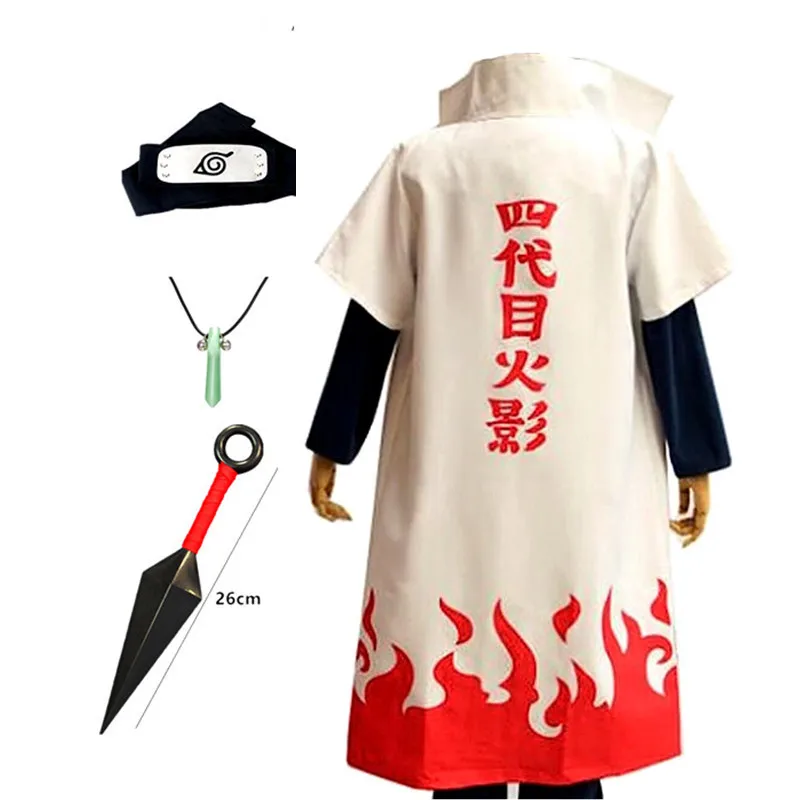 Anime Fourth Generation Narut Costume Secondary Cospaly White Robe Halloween Adult Costume Bitterless Head with Necklace