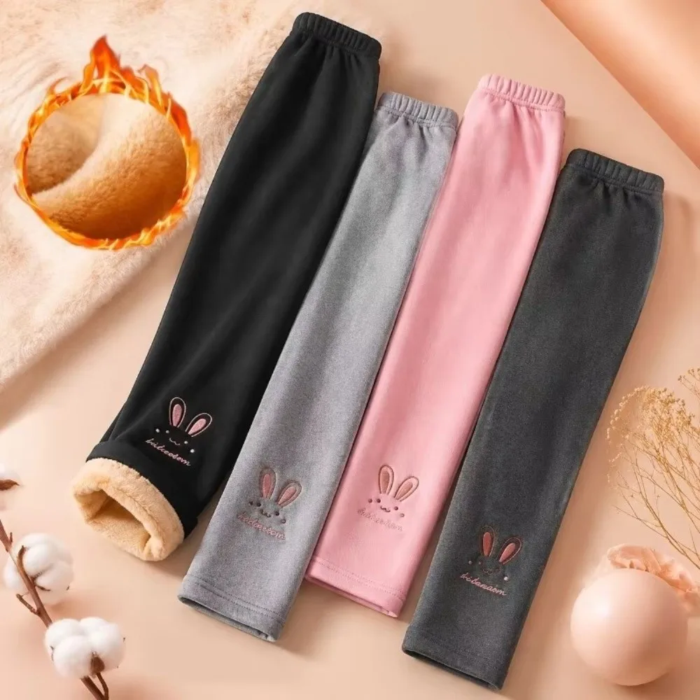 Autumn Winter Kids Leggings Soft Warm Elastic Waist Cartoon Leggings Cashmere-Style Comfortable Winter Leggings