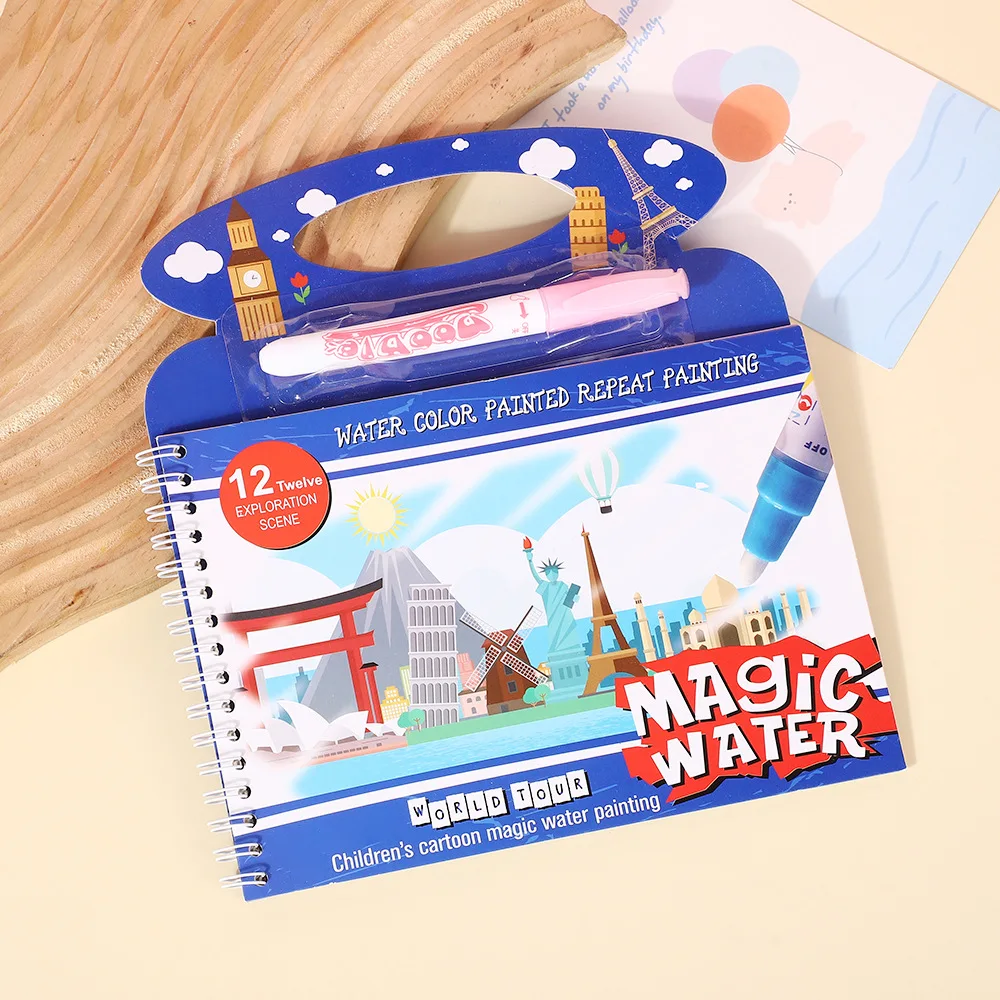 كتاب رسم مائي سحري للكابيبارا - لعبة مونتيسوري قابلة لإعادة الاستخدام للأطفال الصغار، رسم بدون فوضى للتعليم المبكر