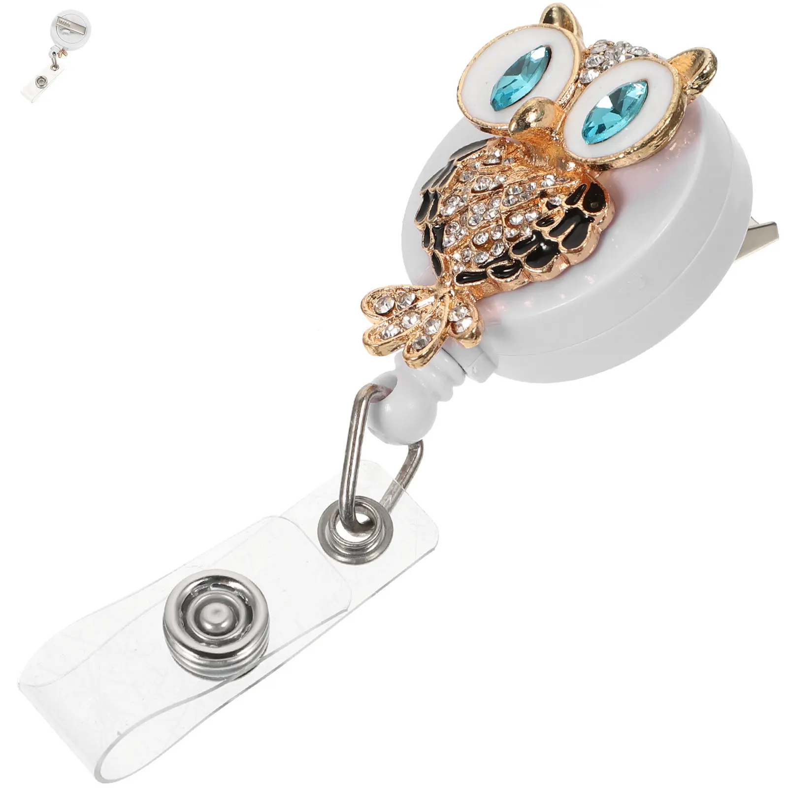 Metal Rhinestone Crocodile Clip Badge Holder Retractable Rotatable Badge Clip Convenient for Nurses Students Teachers Work Id